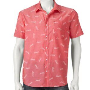 Men's Budweiser Button Down Shirt Red Medium NWOT